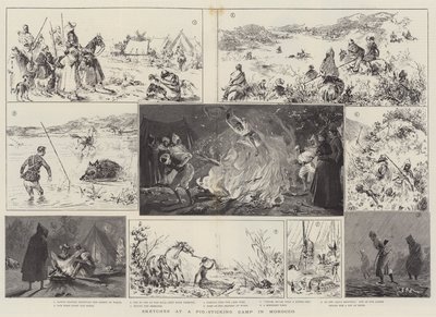 Croquis dans un camp de chasse au sanglier au Maroc - Gabriel Nicolet